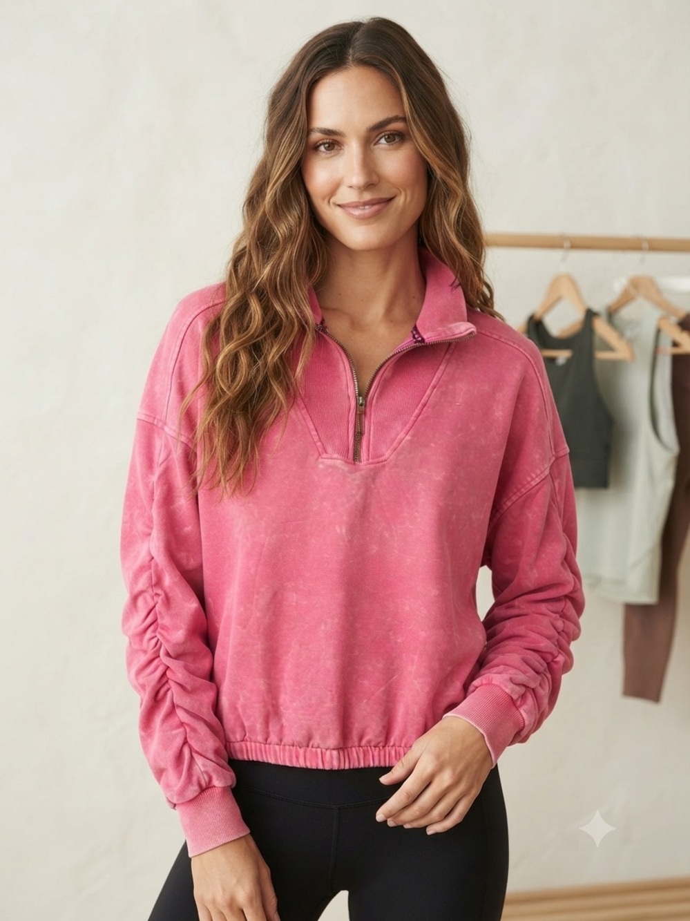 FP Movement by Free People Washed Rose Quarter-Zip Pullover